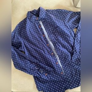 J. CREW mens navy printed button down size small